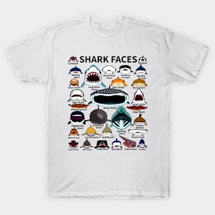 Shark Faces Lover Gift Shirt T-Shirt